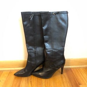 Ralph Lauren black knee high leather boots